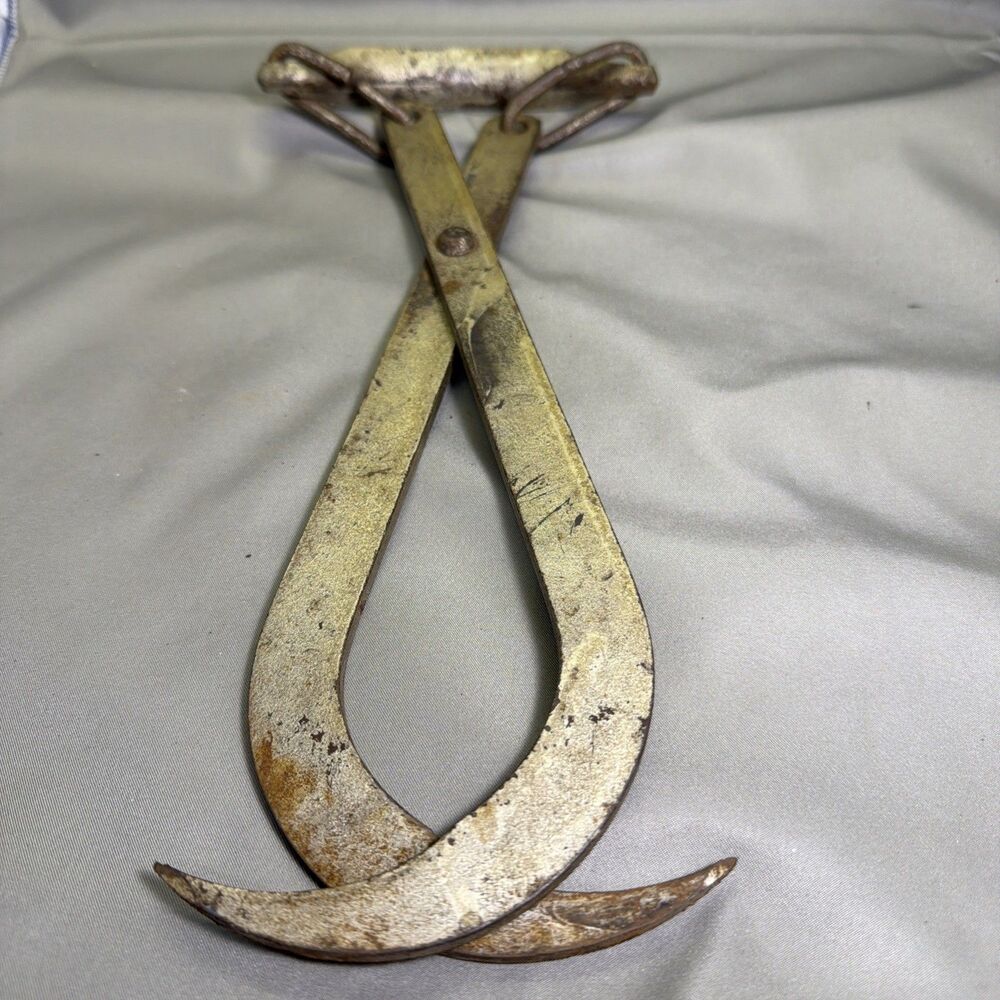 Vintage Primitive Iron Ice Block Tongs - Rustic Farmhouse Decor